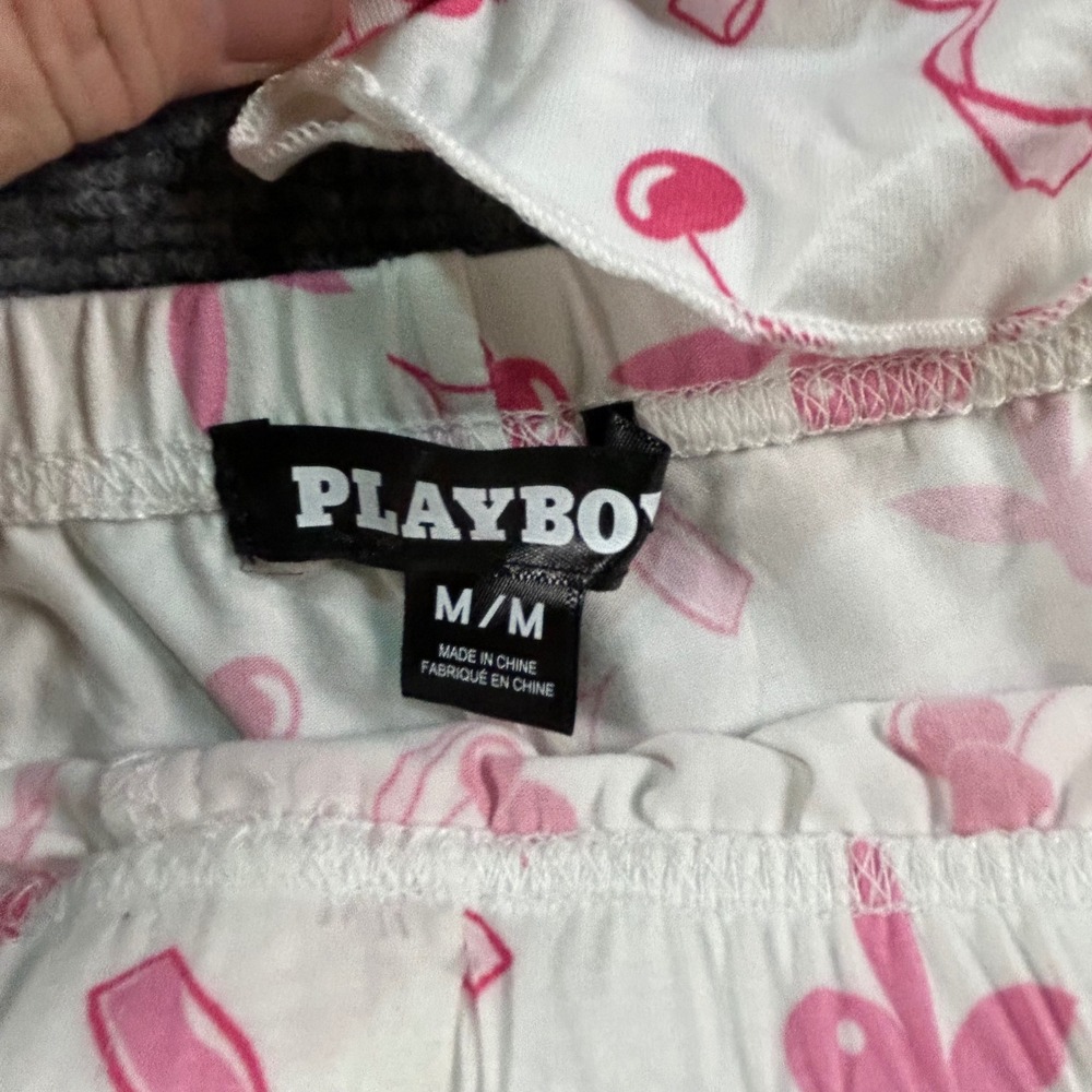 Playboy Pink Bunny Cherry Ribbon Pajama Set Camisole and Shorts White Medium - Picture 4 of 8